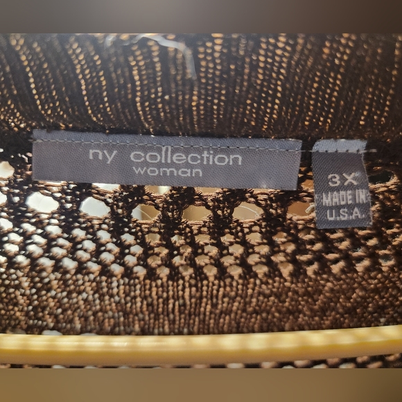 NY Collection Open Knit Short Sleeve Sweater Cardigan - Picture 4 of 5